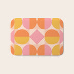 Mid Century Modern Geometric Abstract 833 Orange Pink and Yellow Bath Mat Gallery Image 1