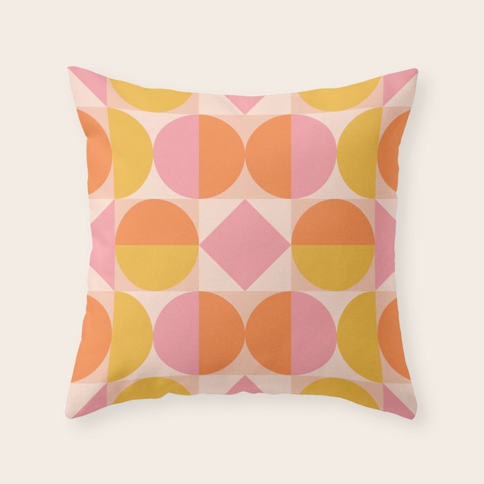 Mid Century Modern Geometric Abstract 833 Orange Pink and Yellow Throw Pillow Gallery Image 6