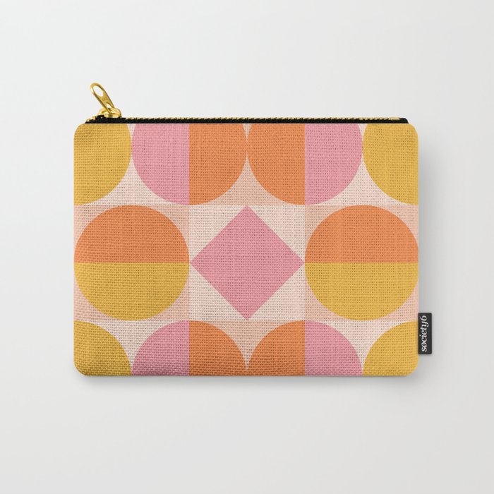 Mid Century Modern Geometric Abstract 833 Orange Pink and Yellow Carry All Pouch Gallery Image 1