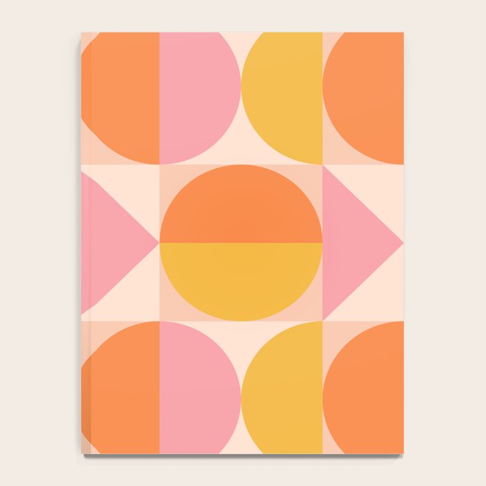Mid Century Modern Geometric Abstract 833 Orange Pink and Yellow Notebook Gallery Image 4