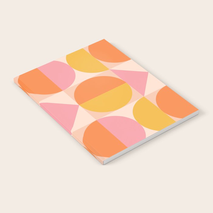 Mid Century Modern Geometric Abstract 833 Orange Pink and Yellow Notebook Gallery Image 1