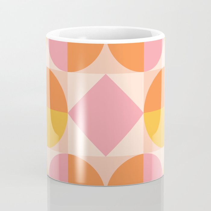 Mid Century Modern Geometric Abstract 833 Orange Pink and Yellow Coffee Mug Gallery Image 4