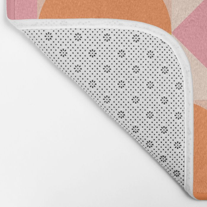 Mid Century Modern Geometric Abstract 833 Orange Pink and Yellow Bath Mat Gallery Image 2