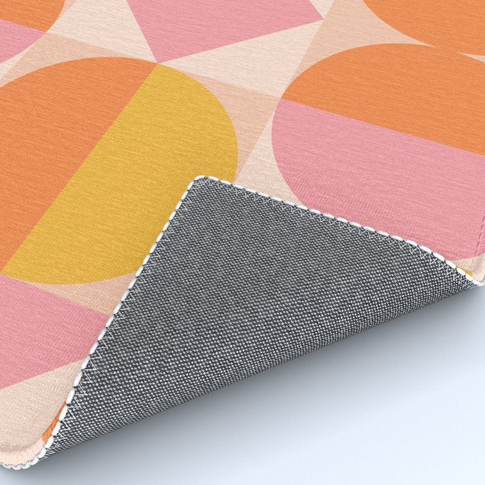 Mid Century Modern Geometric Abstract 833 Orange Pink and Yellow Rug Gallery Image 4