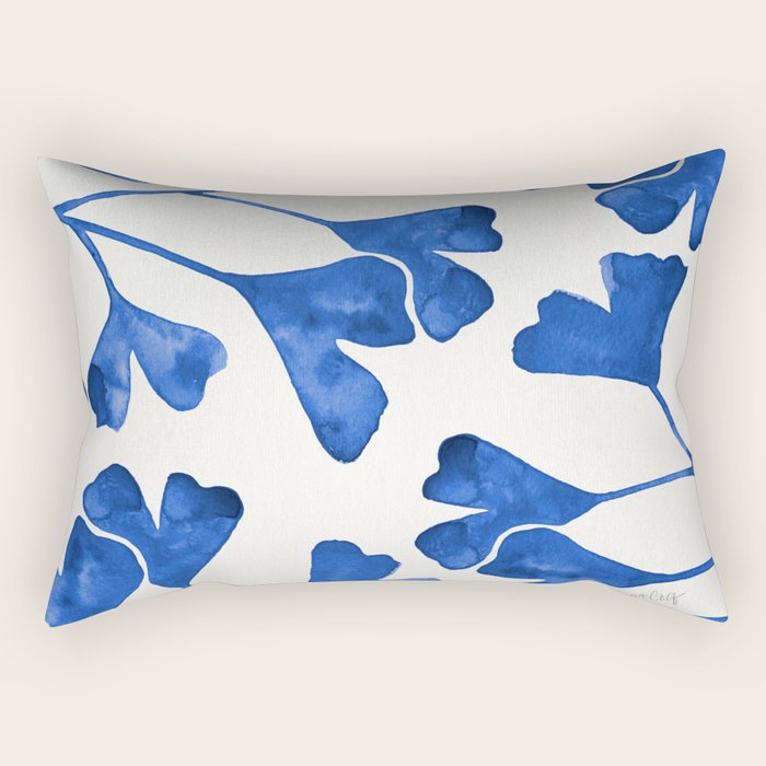 Ginkgo Biloba - Navy Rectangular Pillow Gallery Image 1