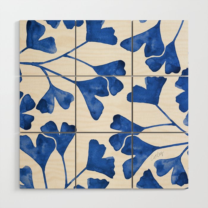 Ginkgo Biloba - Navy Wood Wall Art Gallery Image 1