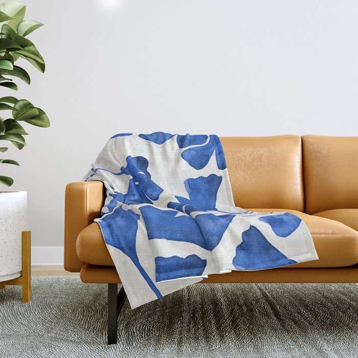 Ginkgo Biloba - Navy Throw Blanket Gallery Image 1