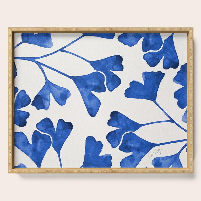 Ginkgo Biloba - Navy Serving Tray Gallery Image 1