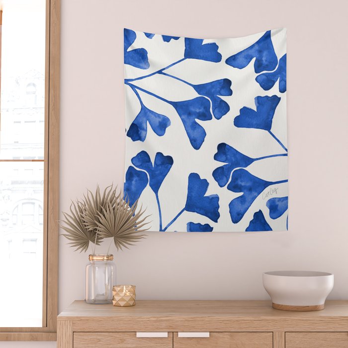 Ginkgo Biloba - Navy Wall Tapestry Gallery Image 2