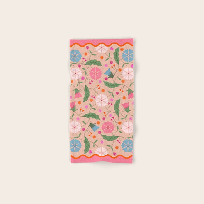 Wavy Garden - Vintage Floral Art Bath Towel Gallery Image 1