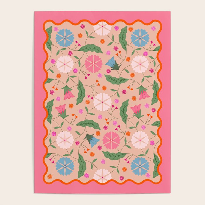 Wavy Garden - Vintage Floral Art Poster Gallery Image 1