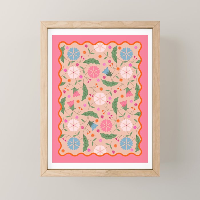 Wavy Garden - Vintage Floral Art Mini Art Print Gallery Image 1