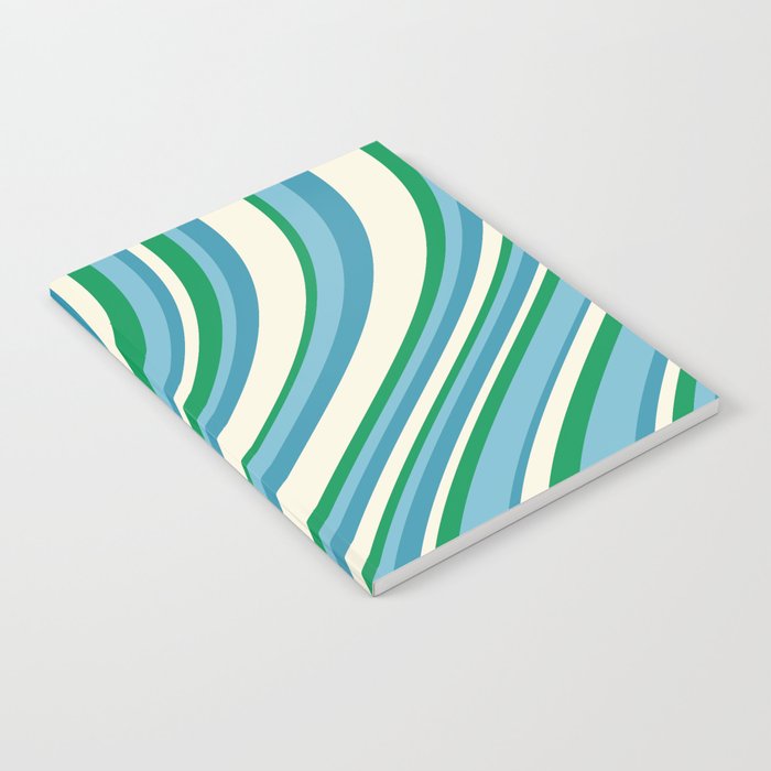 Wavy Stripes XXVII - Beachy Blue and Green Notebook Gallery Image 2