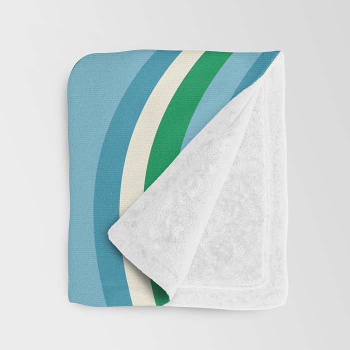 Wavy Stripes XXVII - Beachy Blue and Green Throw Blanket Gallery Image 3