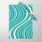 Wavy Stripes XXVII - Beachy Blue and Green Wrapping Paper Gallery Image 1