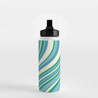 Wavy Stripes XXVII - Beachy Blue and Green Water Bottle Gallery Image 2