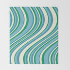 Wavy Stripes XXVII - Beachy Blue and Green Throw Blanket Gallery Image 2