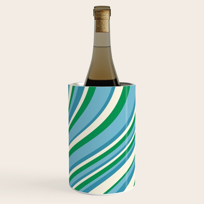 Wavy Stripes XXVII - Beachy Blue and Green Wine Chiller Gallery Image 2