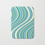 Wavy Stripes XXVII - Beachy Blue and Green Bath Mat Gallery Image 1
