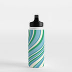 Wavy Stripes XXVII - Beachy Blue and Green Water Bottle Gallery Image 3