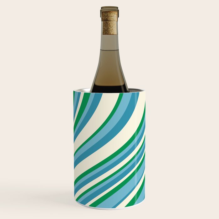 Wavy Stripes XXVII - Beachy Blue and Green Wine Chiller Gallery Image 3