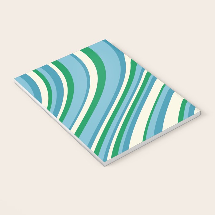 Wavy Stripes XXVII - Beachy Blue and Green Notebook Gallery Image 3