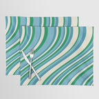 Wavy Stripes XXVII - Beachy Blue and Green Placemat Gallery Image 1