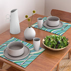 Wavy Stripes XXVII - Beachy Blue and Green Placemat Gallery Image 2