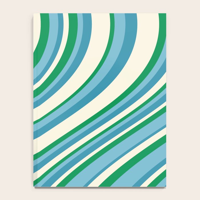 Wavy Stripes XXVII - Beachy Blue and Green Notebook Gallery Image 4