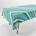 Wavy Stripes XXVII - Beachy Blue and Green Tablecloth Gallery Image 1