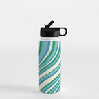 Wavy Stripes XXVII - Beachy Blue and Green Water Bottle Gallery Image 1