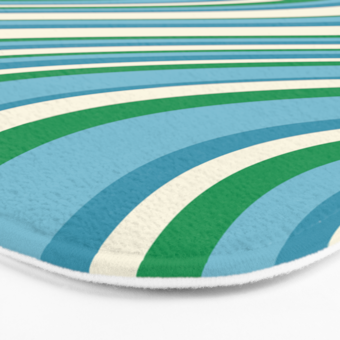 Wavy Stripes XXVII - Beachy Blue and Green Bath Mat Gallery Image 3