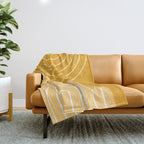 Geometric Lines Rainbow Abstract 11 in Mustard Yellow Gold Throw Blanket Gallery Image 1