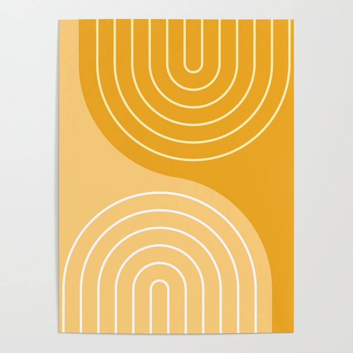 Geometric Lines Rainbow Abstract 11 in Mustard Yellow Gold Poster Gallery Image 4