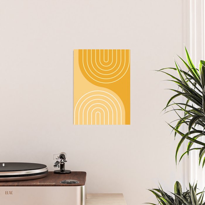 Geometric Lines Rainbow Abstract 11 in Mustard Yellow Gold Poster Gallery Image 2