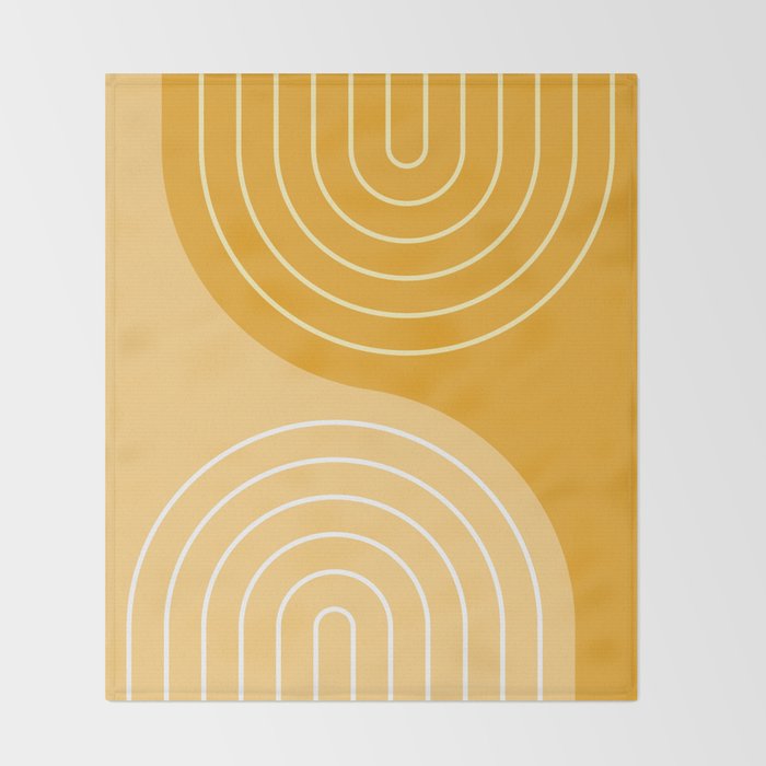 Geometric Lines Rainbow Abstract 11 in Mustard Yellow Gold Throw Blanket Gallery Image 2