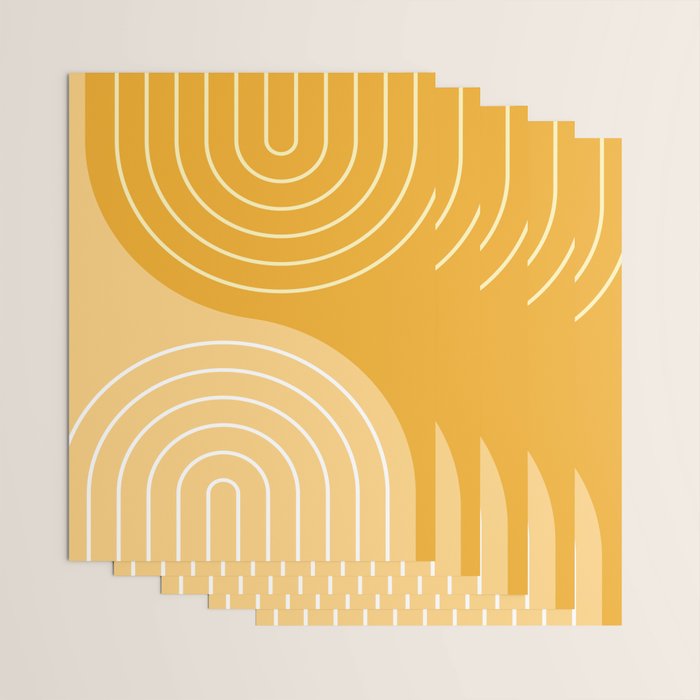 Geometric Lines Rainbow Abstract 11 in Mustard Yellow Gold Wrapping Paper Gallery Image 3