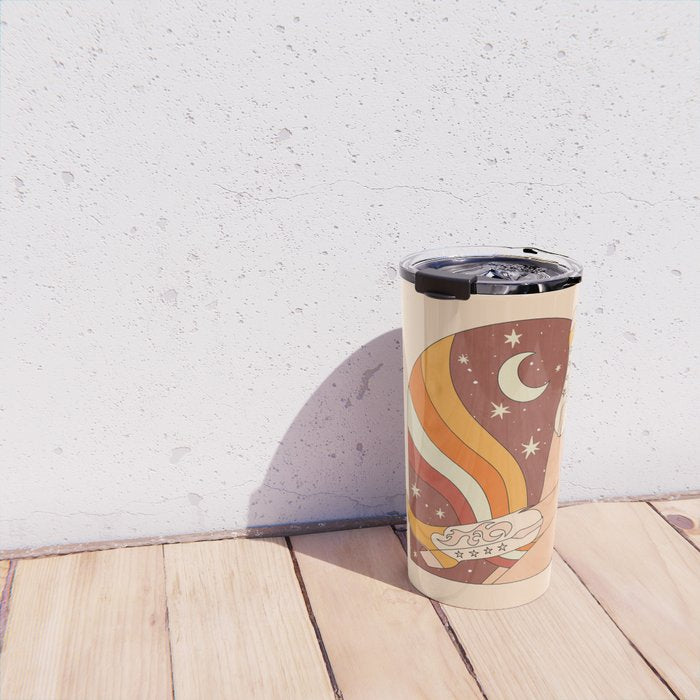 Neutral 70s Western Boots Travel Mug Gallery Image 4