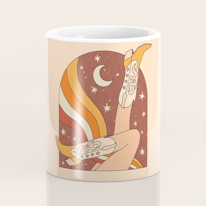 Neutral 70s Western Boots Coffee Mug Gallery Image 4
