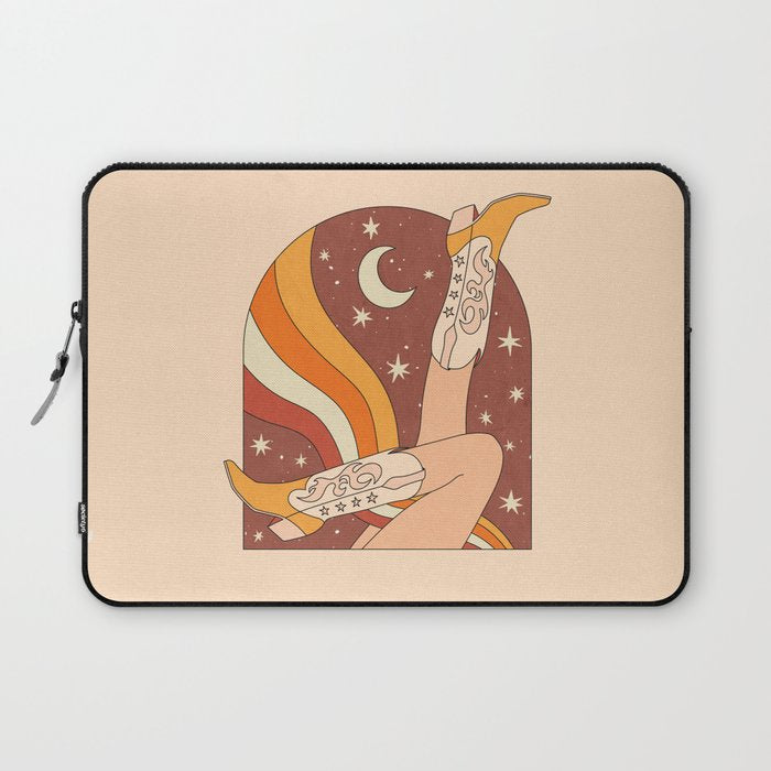 Neutral 70s Western Boots Laptop Sleeve Gallery Image 1
