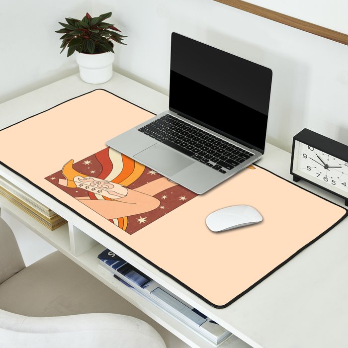 Neutral 70s Western Boots Desk Mat Gallery Image 2