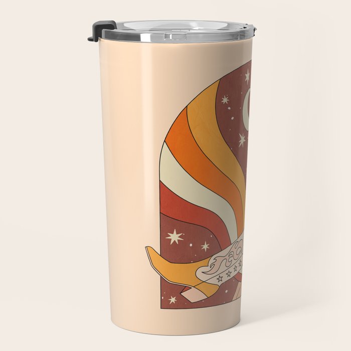 Neutral 70s Western Boots Travel Mug Gallery Image 3