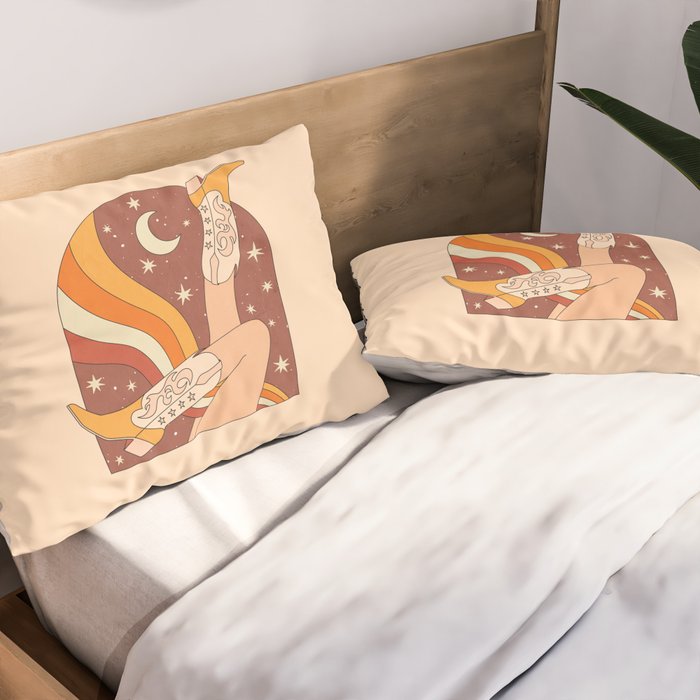 Neutral 70s Western Boots Pillow Sham Gallery Image 2