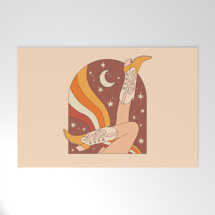 Neutral 70s Western Boots Welcome Mat Gallery Image 1