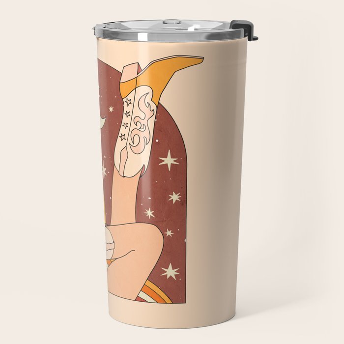 Neutral 70s Western Boots Travel Mug Gallery Image 2