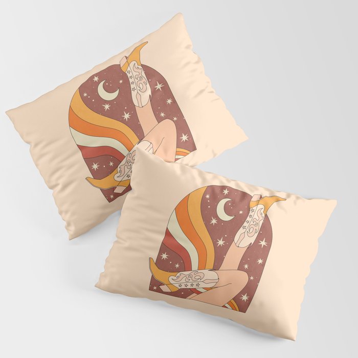 Neutral 70s Western Boots Pillow Sham Gallery Image 3