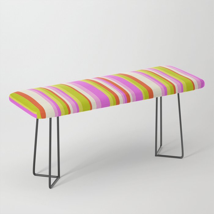 Classic Stripes XVIII - Y2K Pink and Green Bench Gallery Image 1