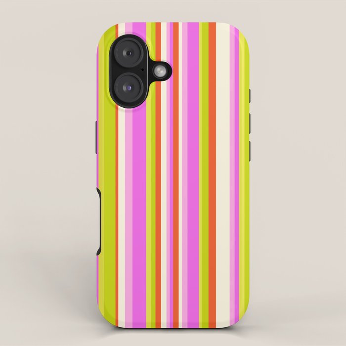 Classic Stripes XVIII - Y2K Pink and Green iPhone Case Gallery Image 1