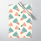 Orange and teal vintage badminton shuttlecocks Wrapping Paper Gallery Image 1