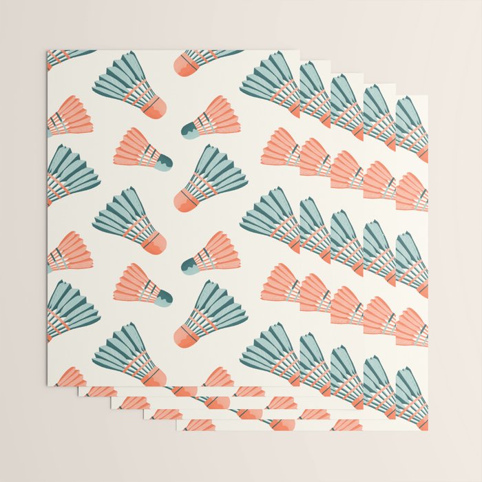 Orange and teal vintage badminton shuttlecocks Wrapping Paper Gallery Image 3